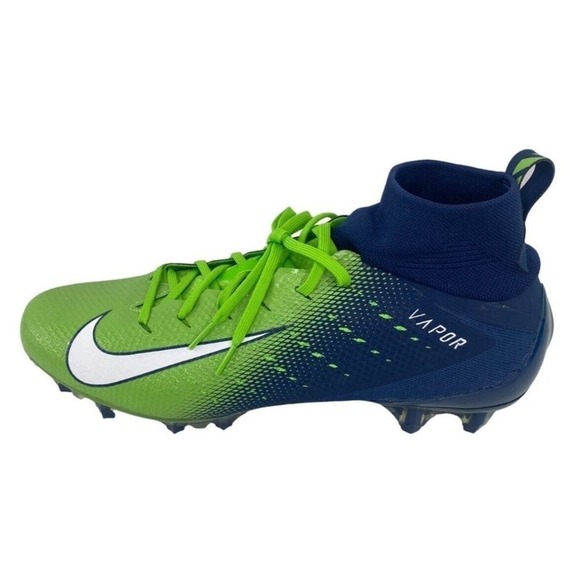 Nike Vapor Untouchable Pro 3 Sz 13.5 Seahawks Neon Green Navy Cleats AO3021-400 - Picture 3 of 7